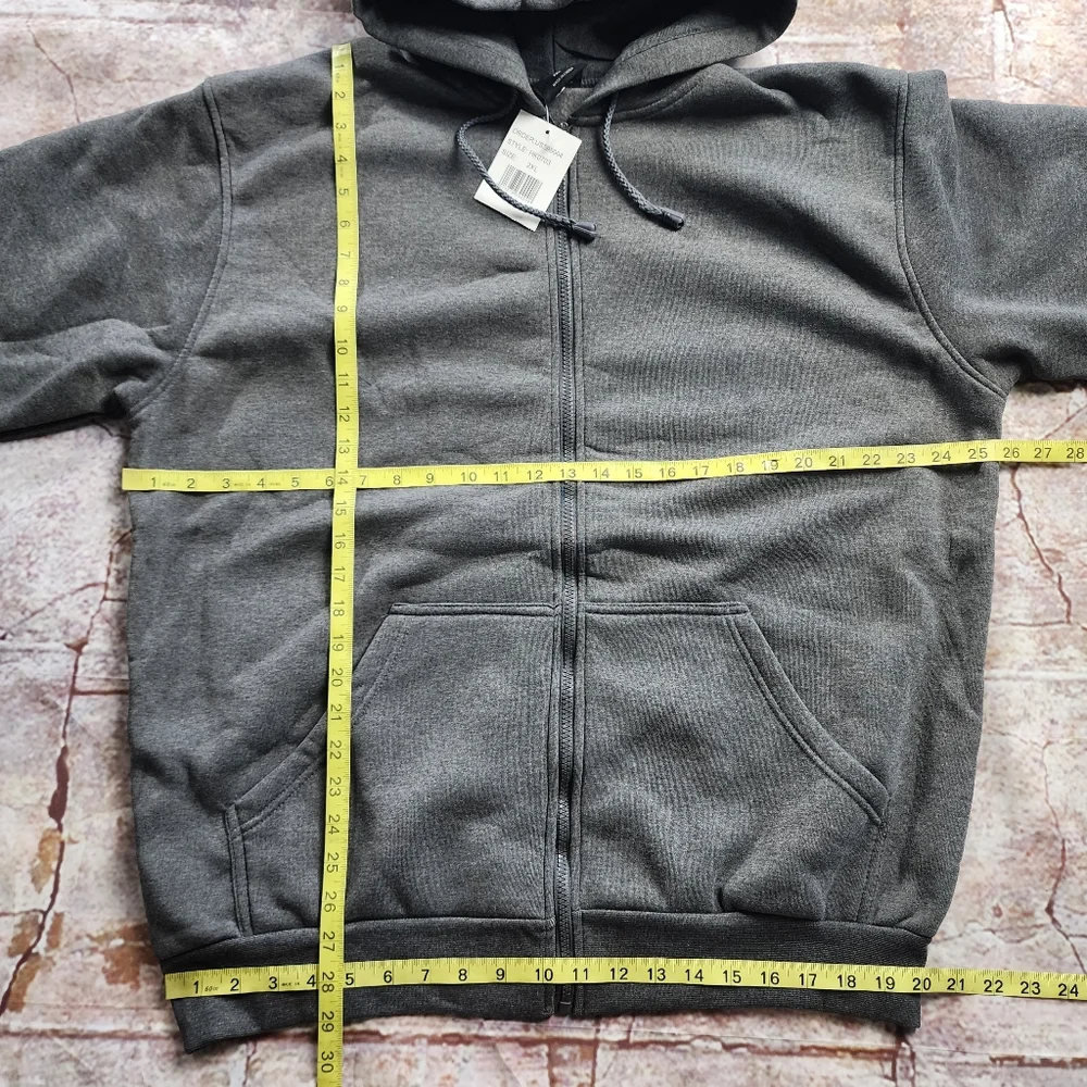 XXL Casual Grey Full Zip Lightweight Hoodie - Picture 6 of 10